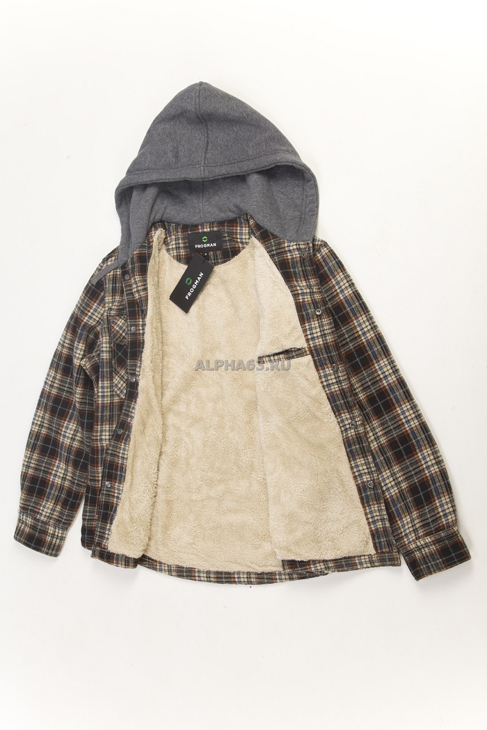   Plaid Warm Denim Hood Shirt 722 multicolor