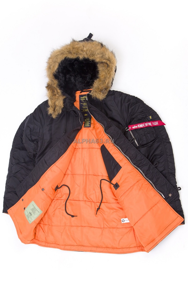   Slim Fit N-3B Parka black\orange