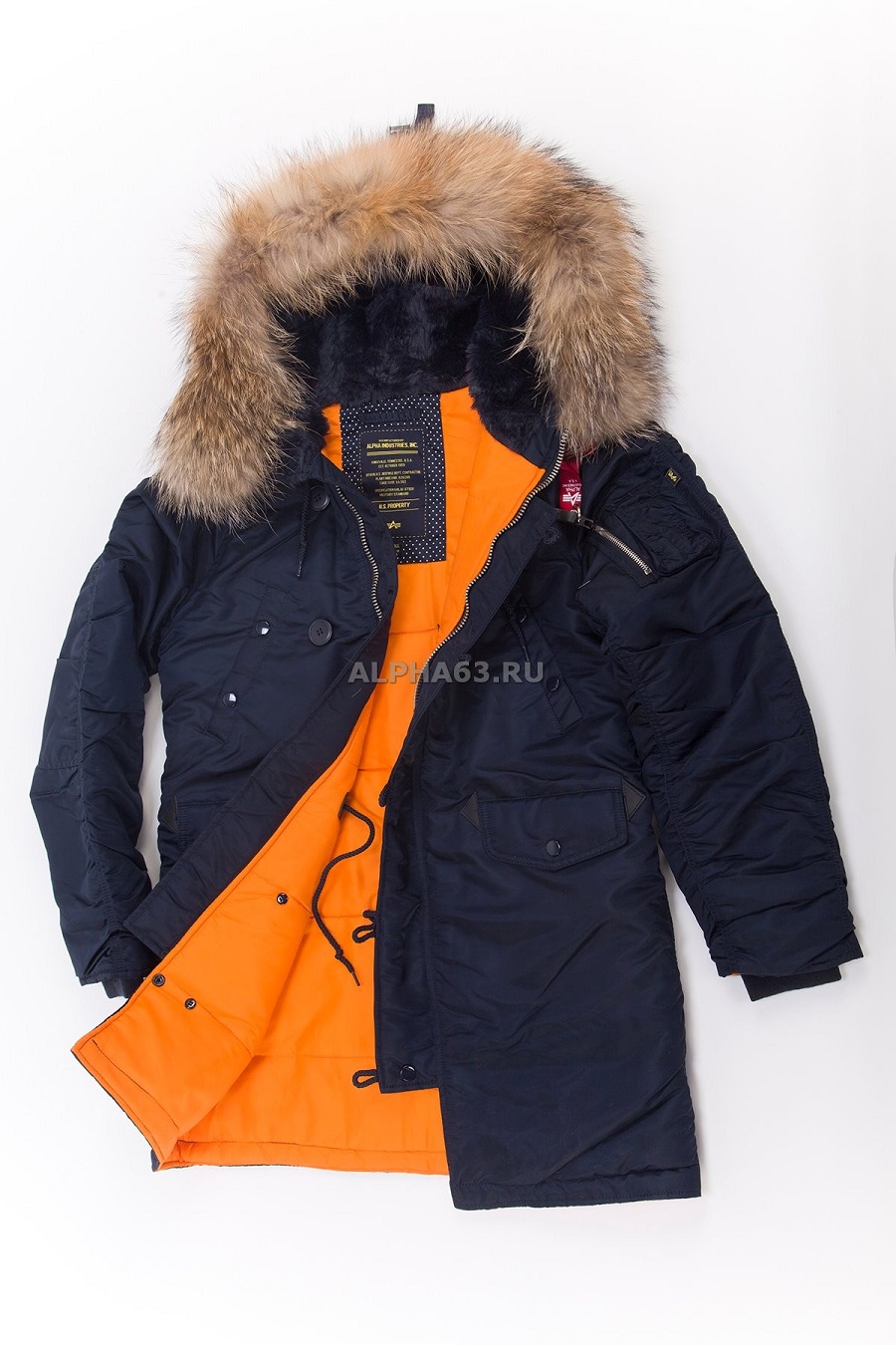   N-3B W Parka Replica Blue\Orange Nat.Fur