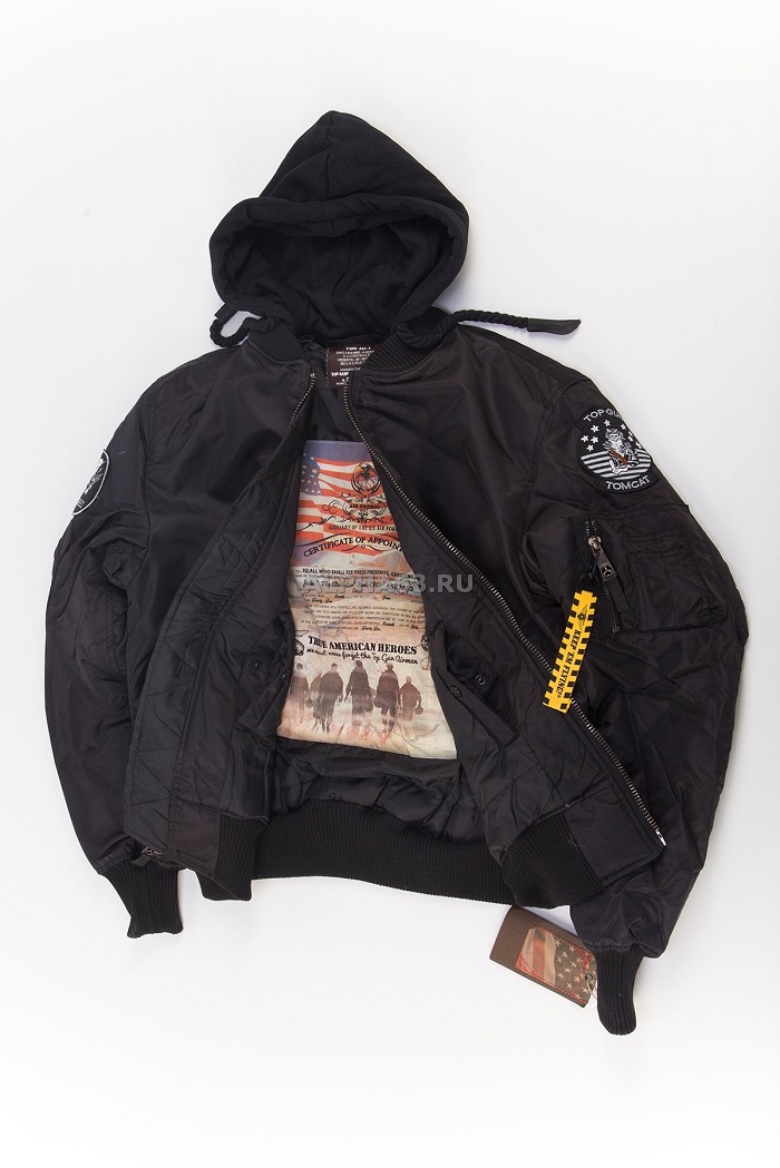  Flight Jacket -1 With Hoodie Black