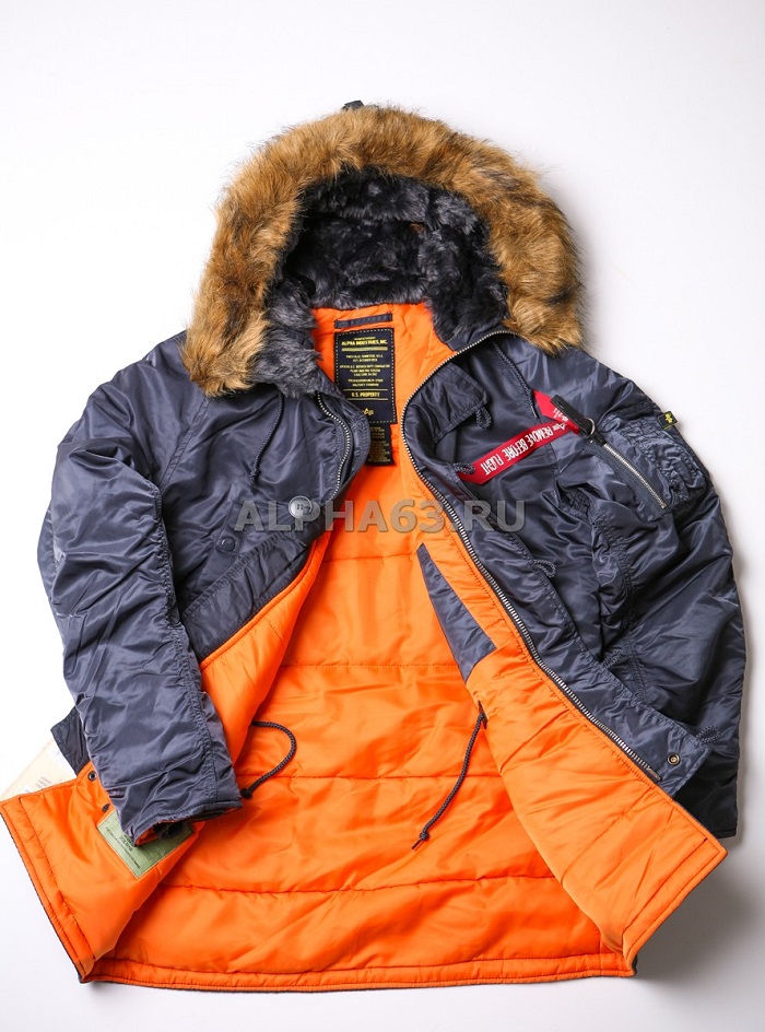   Slim Fit N-3B Parka steel blue\orange