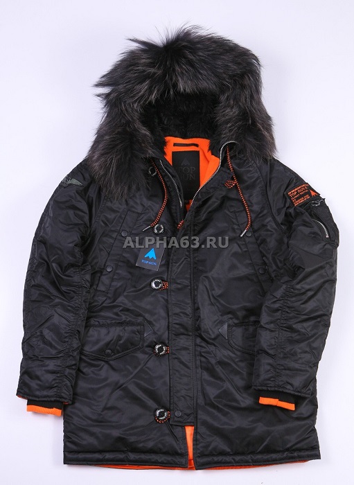  N-3B Slim Fit Nat.fur black/orange