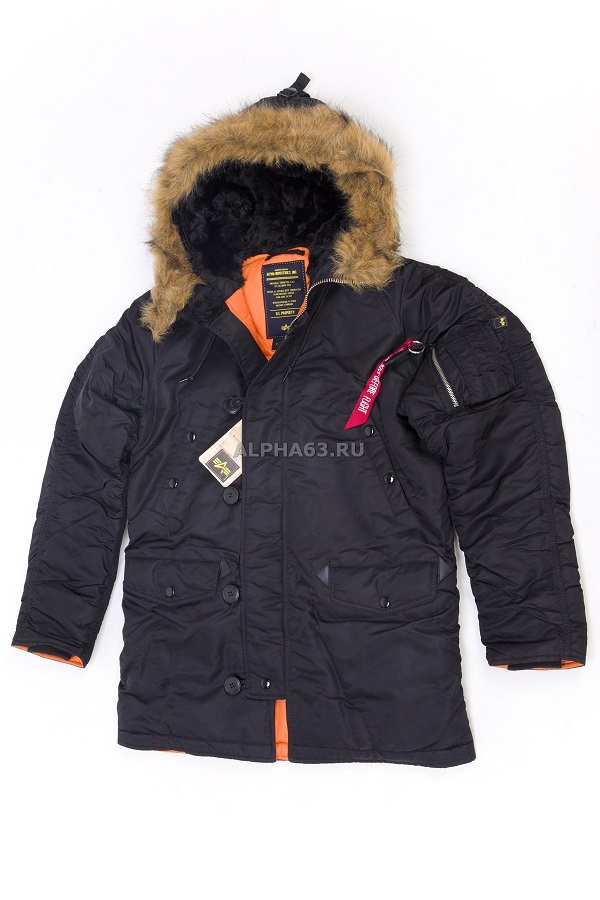   Slim Fit N-3B Parka black\orange