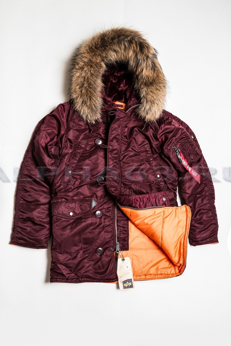   Slim Fit N-3B Maroon/Orange Nat. Fur