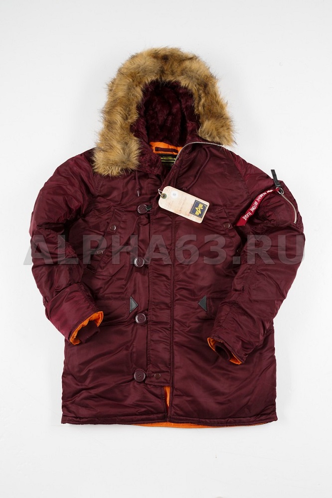  Slim Fit N-3B Parka Maroon\Orange