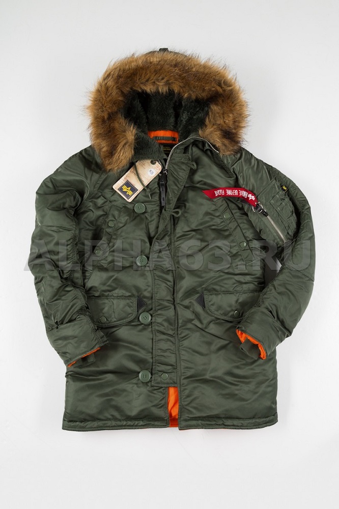  Slim Fit N-3B Parka Sage Green/Orange