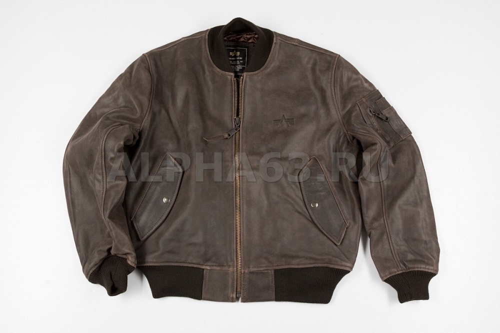  Flight Jacket Leather MA-1 Brown