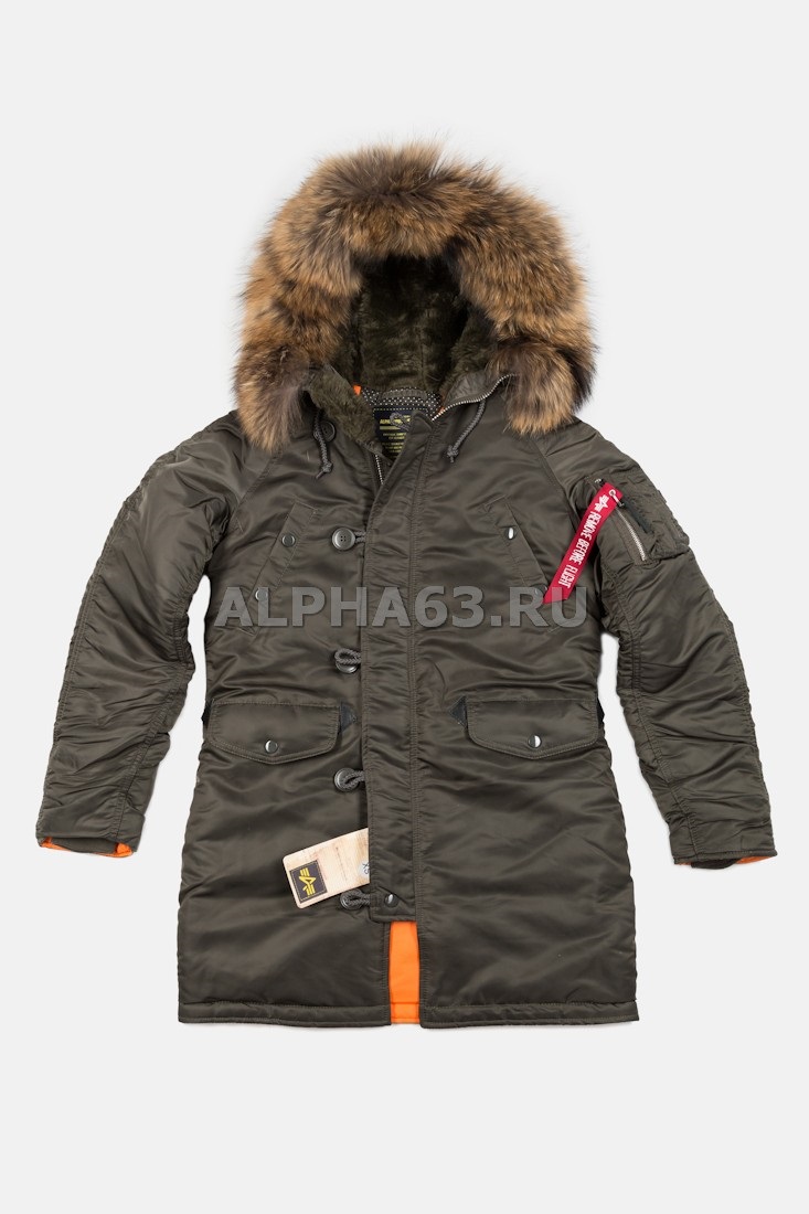   N-3B W Parka Replica Gray\Orange Nat.Fur