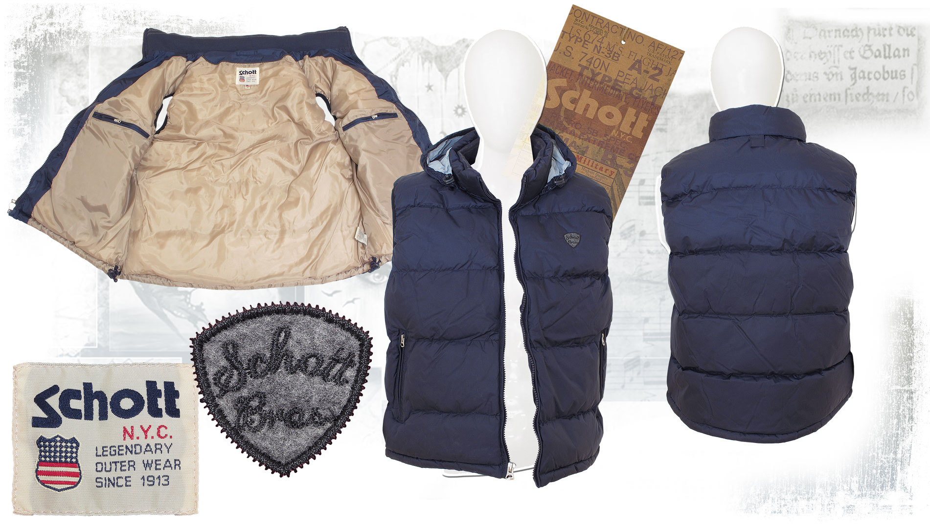   'Nylon Poly Fill Insulation Vest' Navy