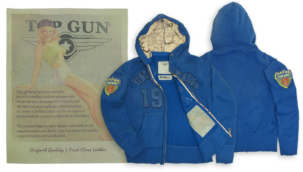  ''Vintage Aviation Fur Top Gun Zip-Up Military Patches INK''