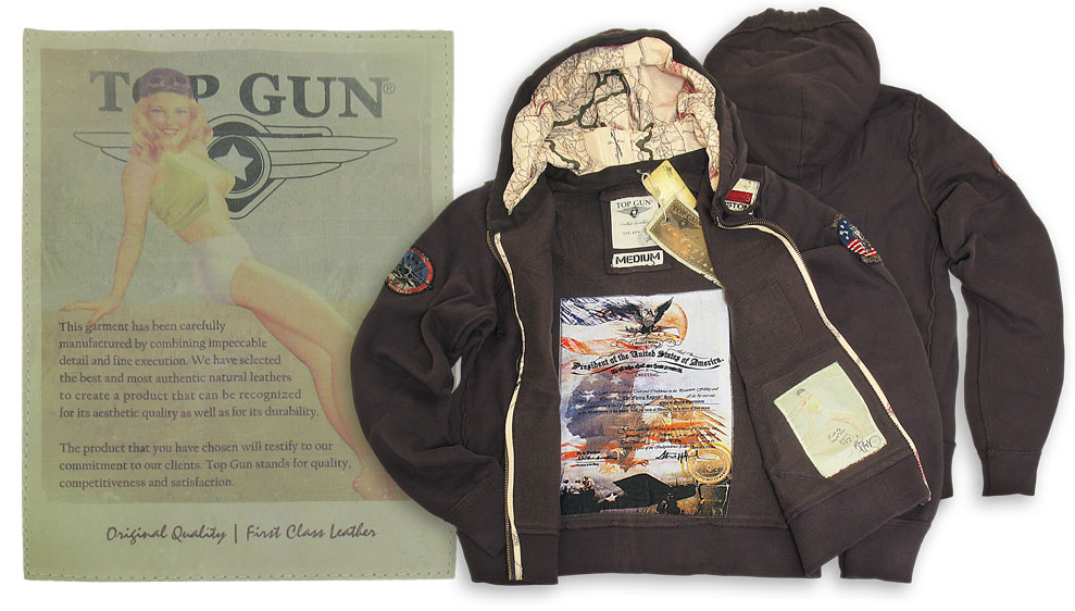  ''Vintage Aviation Fur Top Gun Zip-Up Military Patches''