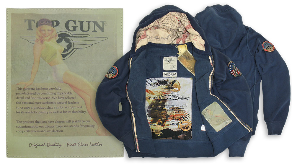  ''Vintage Aviation Fur Top Gun Zip-Up Military Patches''Navy