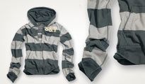      "Stripe Zipper Hoodie" Light Grey/Grey