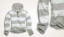      "Stripe Zipper Hoodie" White/Grey