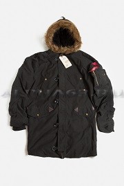  "Slim Fit N-3B Cotton Parka" Black Alpha